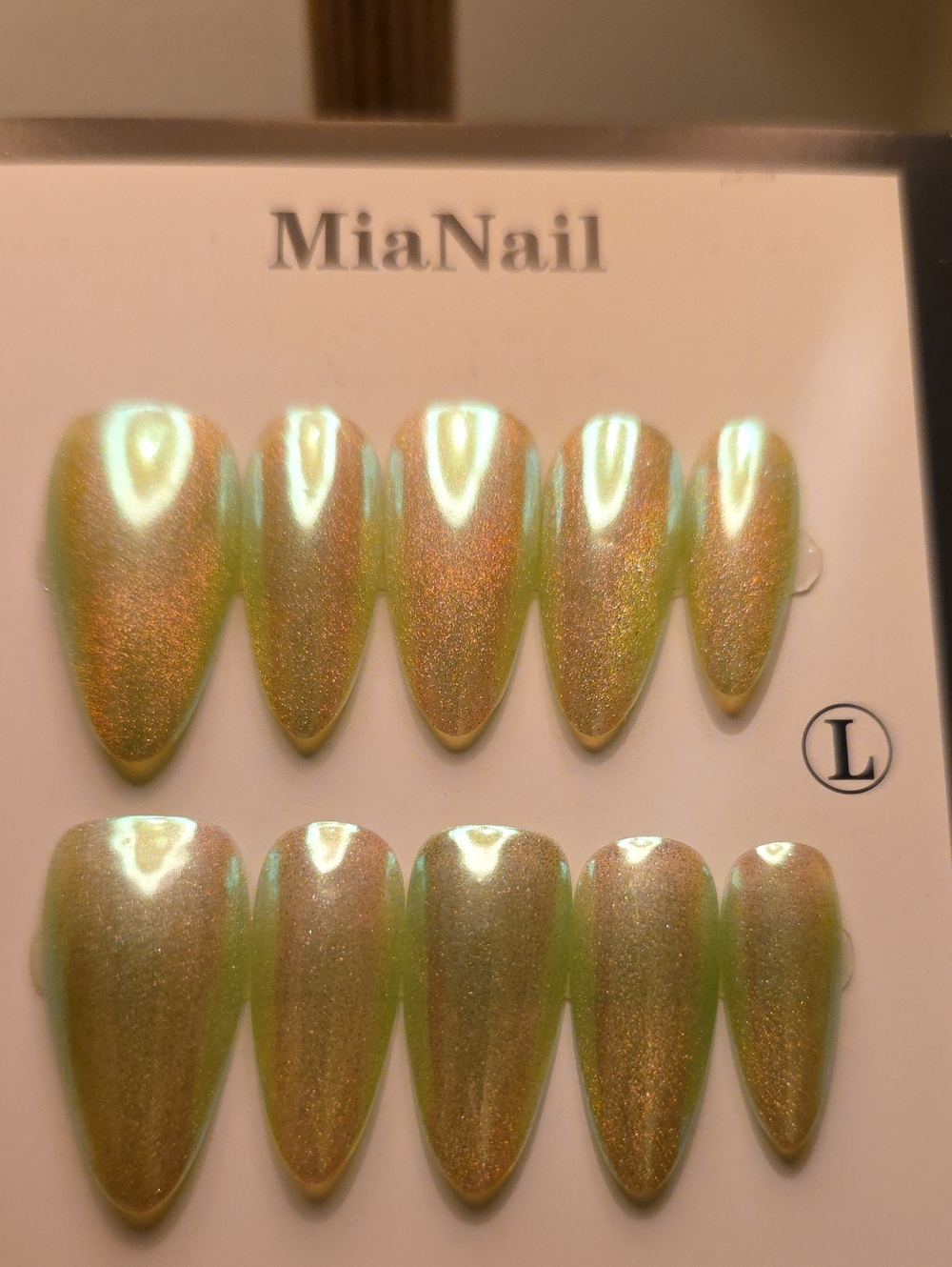 Iridescent Green Press-On Nails - Size Large
